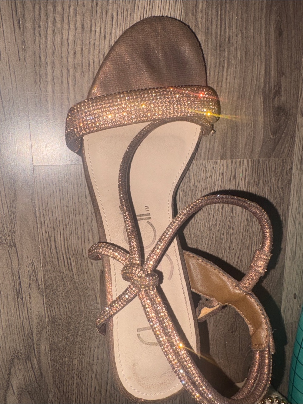 Sugar Rose Gold Crystal Slide Sandals
